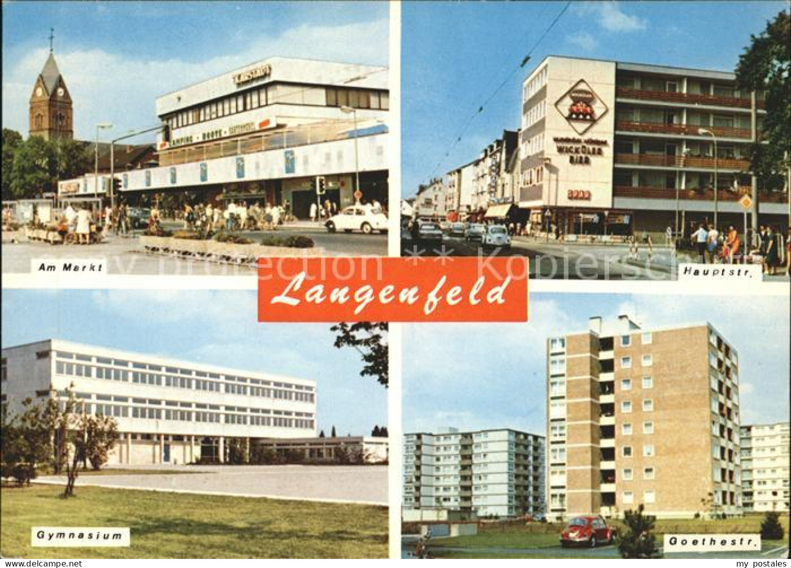 41549484 Langenfeld Rheinland Am Markt Kirchturm Hauptstrasse Gymnasium Hochhaus - Langenfeld