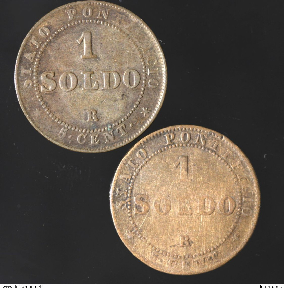 Vatican, Puis IX, Lot (2) 1 SOLDO / 5 Centesimi : 1866 & 1867 - Vatican