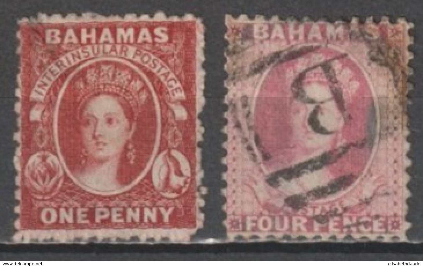 BAHAMAS - 1863 - YVERT N°5/6 OBLITERES - COTE YVERT 2020 = 180 EUR. - 1859-1963 Colonia Britannica