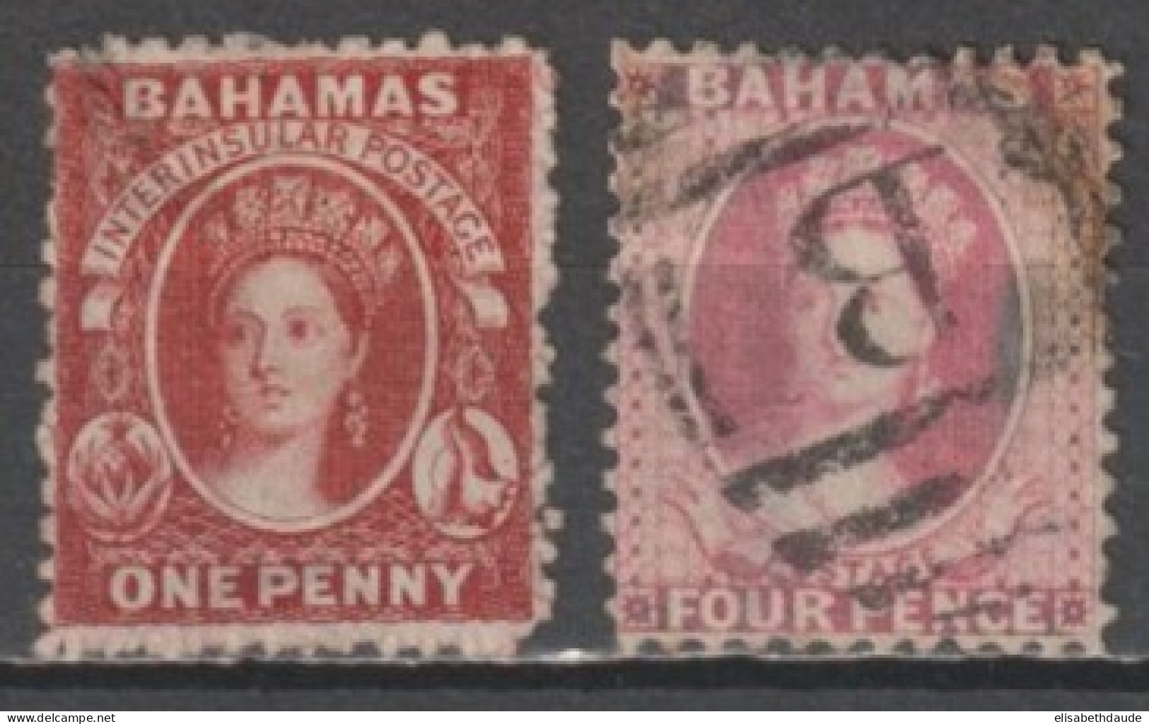 BAHAMAS - 1863 - YVERT N°5/6 OBLITERES - COTE YVERT 2020 = 180 EUR. - 1859-1963 Crown Colony