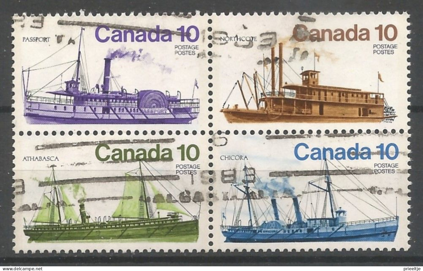 Canada 1976 Ships 4-block Y.T. 618/621 (0) - Used Stamps