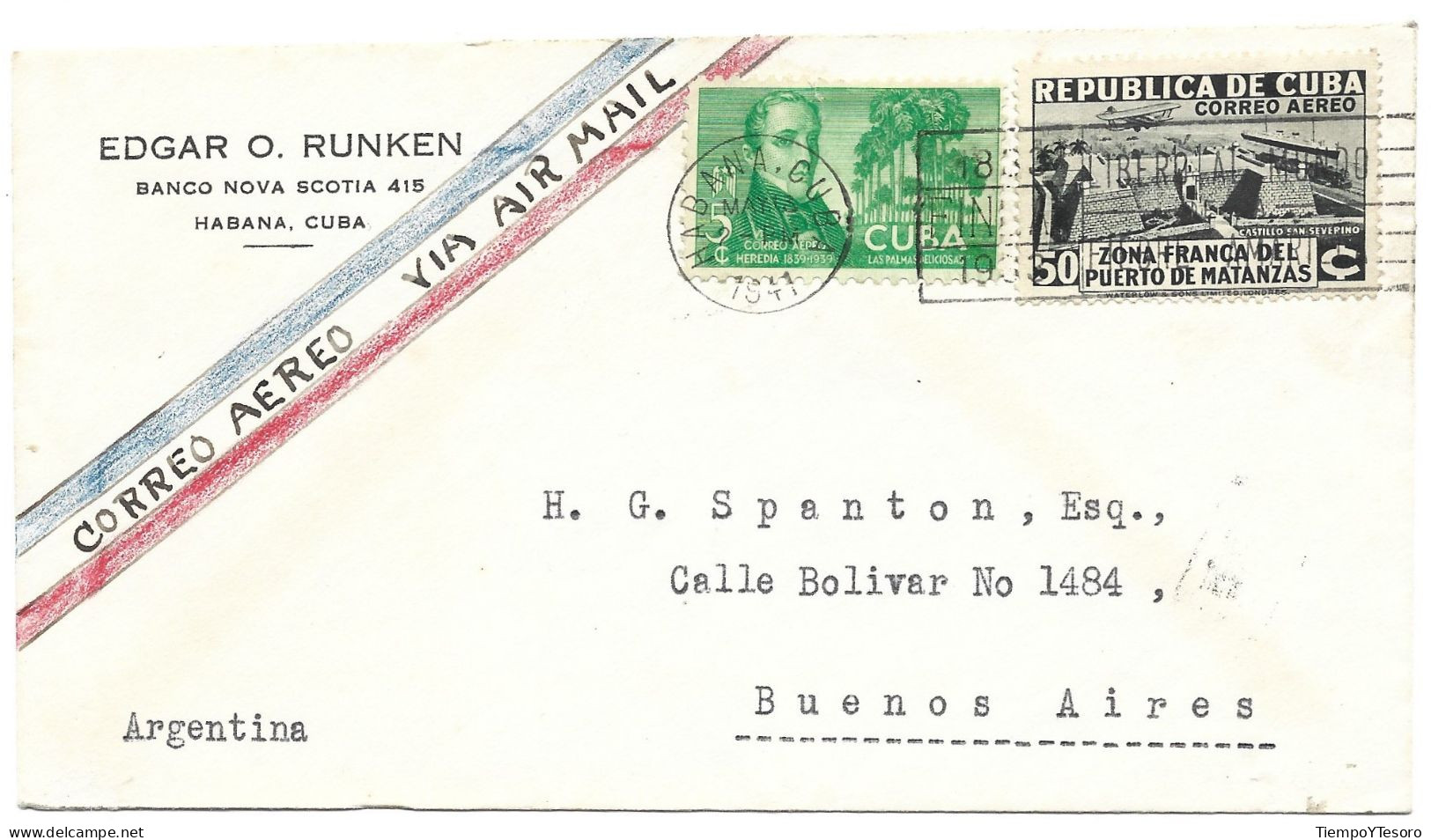 Correspondence - Cuba To Argentina, 1941, N°223 - Luchtpost