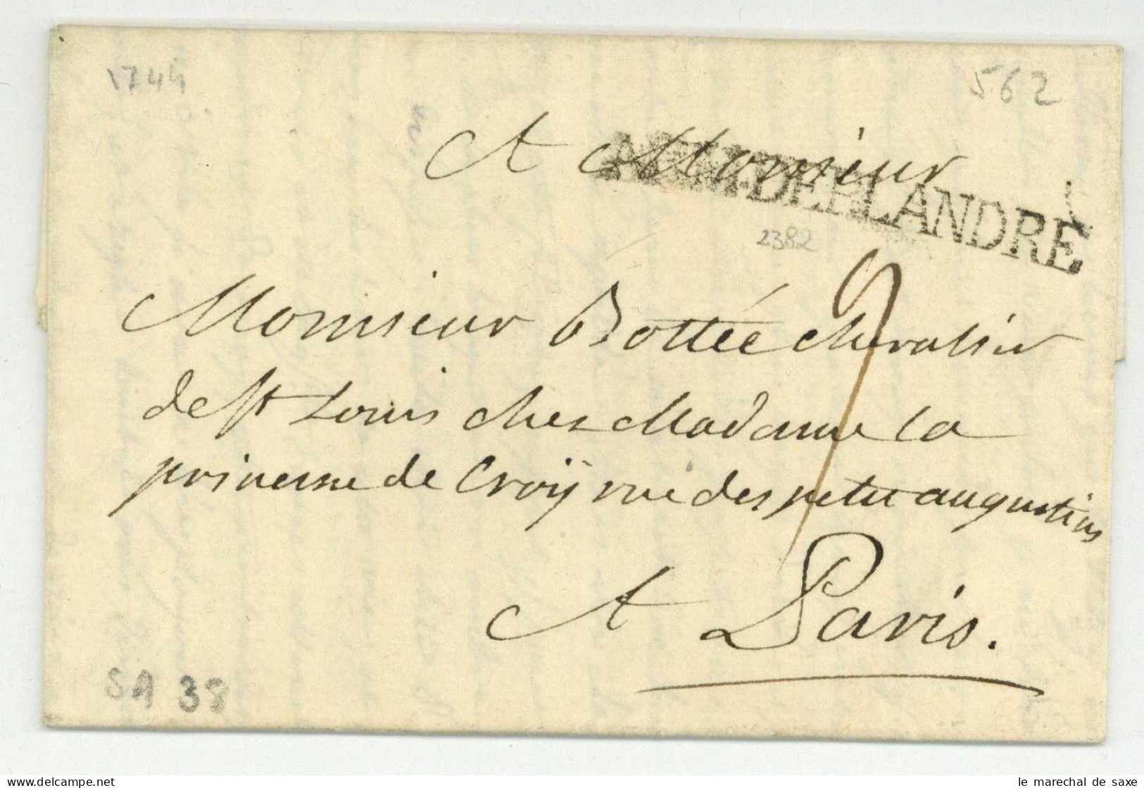 ARMEE DE FLANDRE Nevele Deinze Gand 1744 Autograph Prince De Croy (1718-1784) Marechal De France - Army Postmarks (before 1900)
