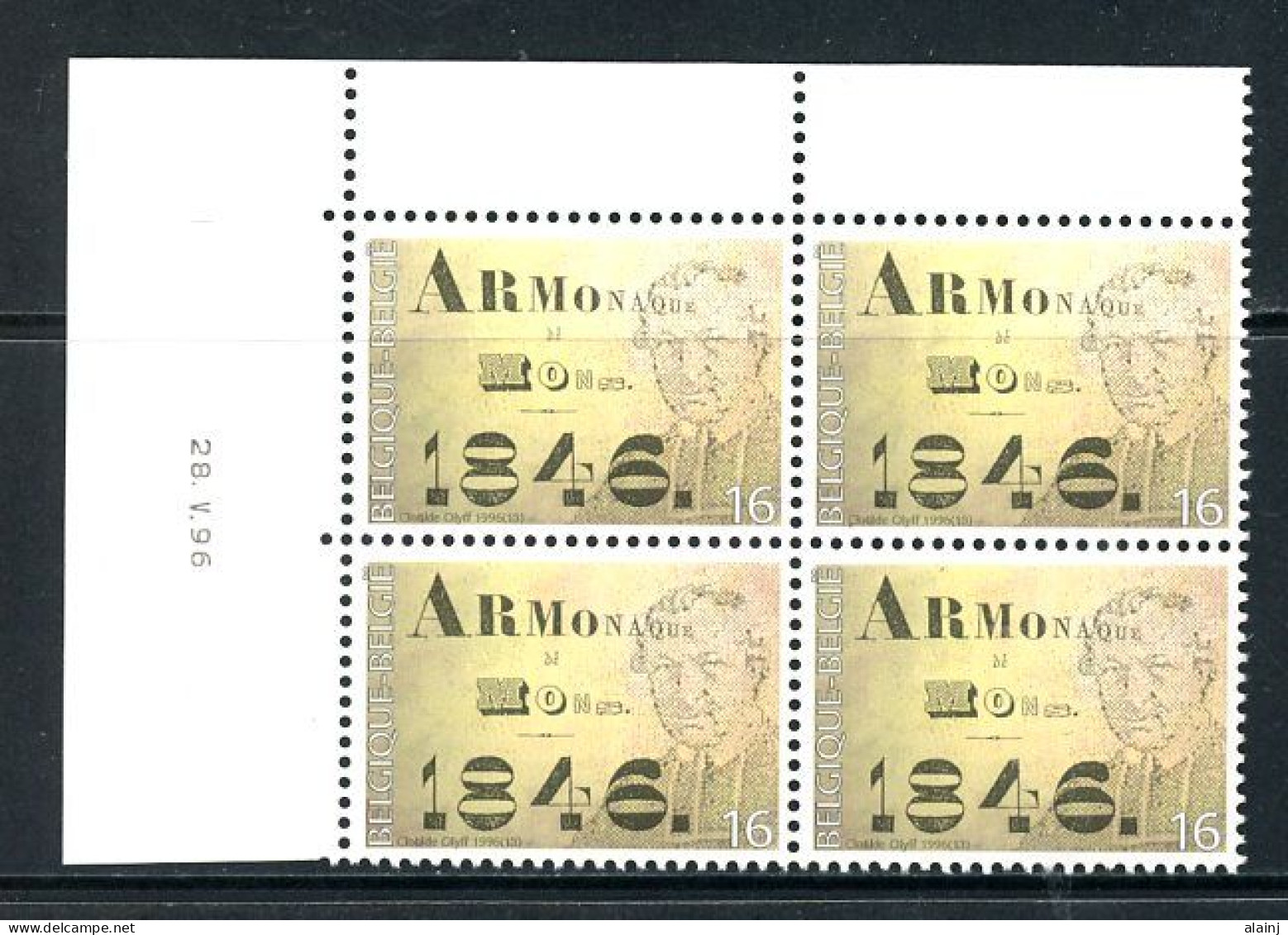 BE   2664  XX   ---  Armonaque De Mons  --  Bloc De 4 Coin De Feuille  --  Parfait état - Datiert