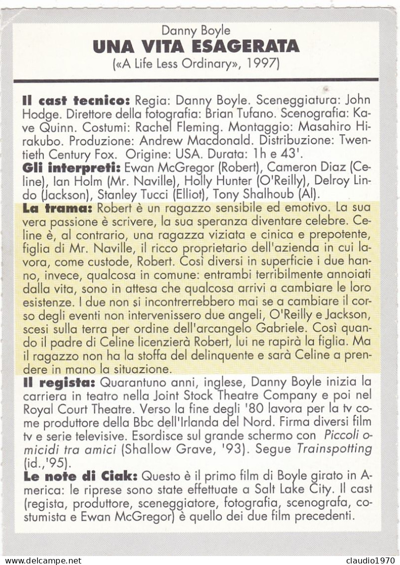 CINEMA - UNA VITA ESAGERATA - 1997 - PICCOLA LOCANDINA CM. 14X10 - Publicité Cinématographique