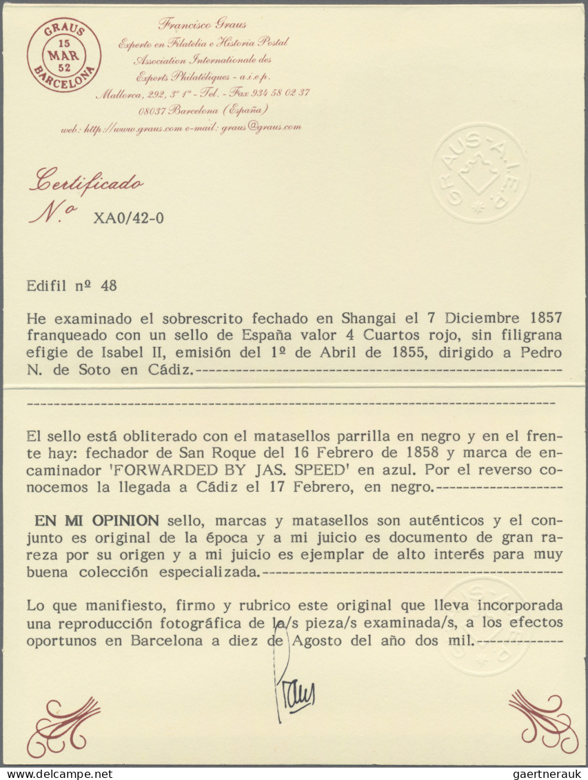 China: 1857 (Dec 7) Entire Letter From Shanghai To Cadiz (Spain), Privately Carr - Otros & Sin Clasificación