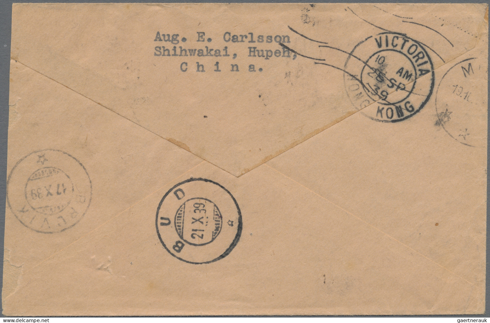 China: 1939, Airmail Cover Addressed To Norway Bearing Two SYS Chunghwa Printing - Brieven En Documenten
