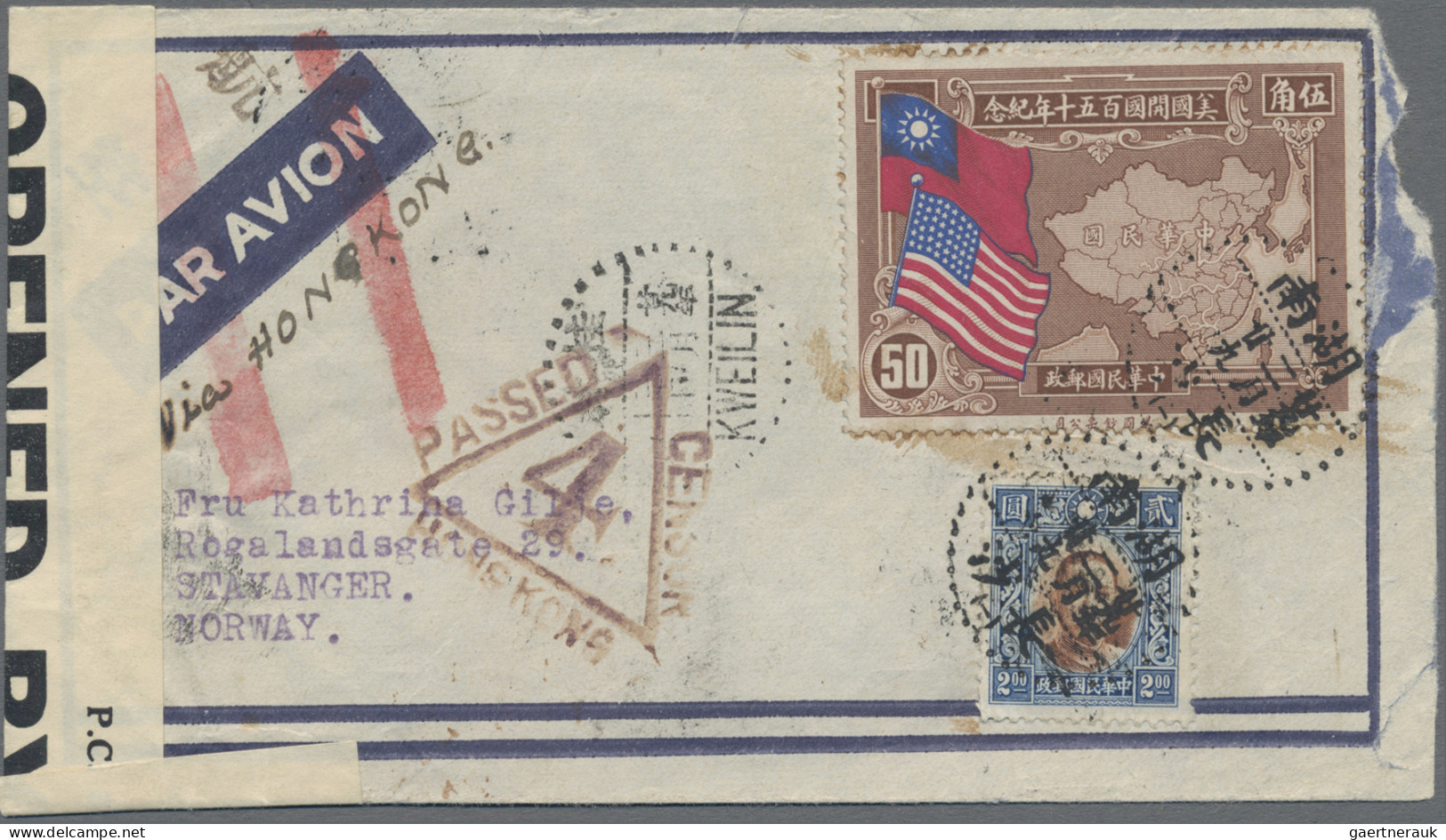 China: 1938/40, Airmail Cover Addressed To Stavanger, Norway Bearing SYS Chung H - Briefe U. Dokumente