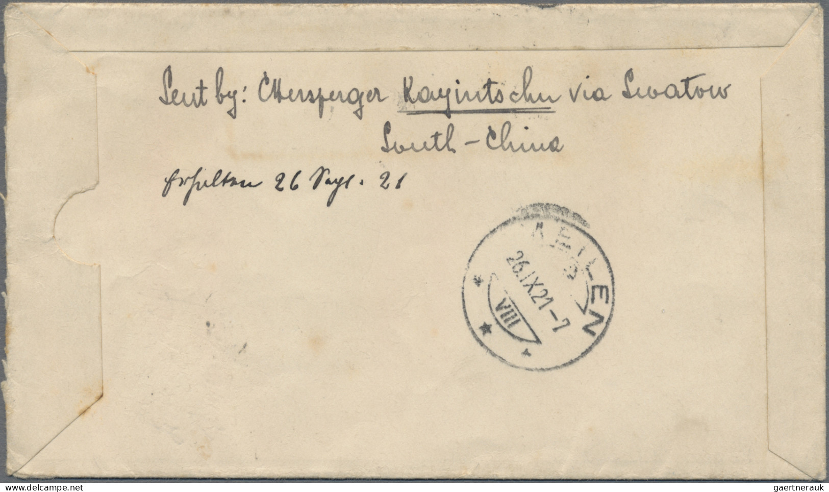 China - Postal Stationery: 1921/22, Correspondence Of Three Entires To Switzerla - Postkaarten