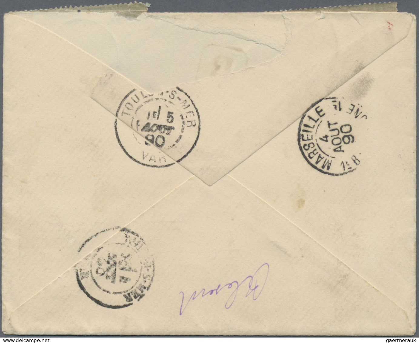 China - Foreign Offices: France, 1890, Registered Envelope To Toulon/France Bear - Autres