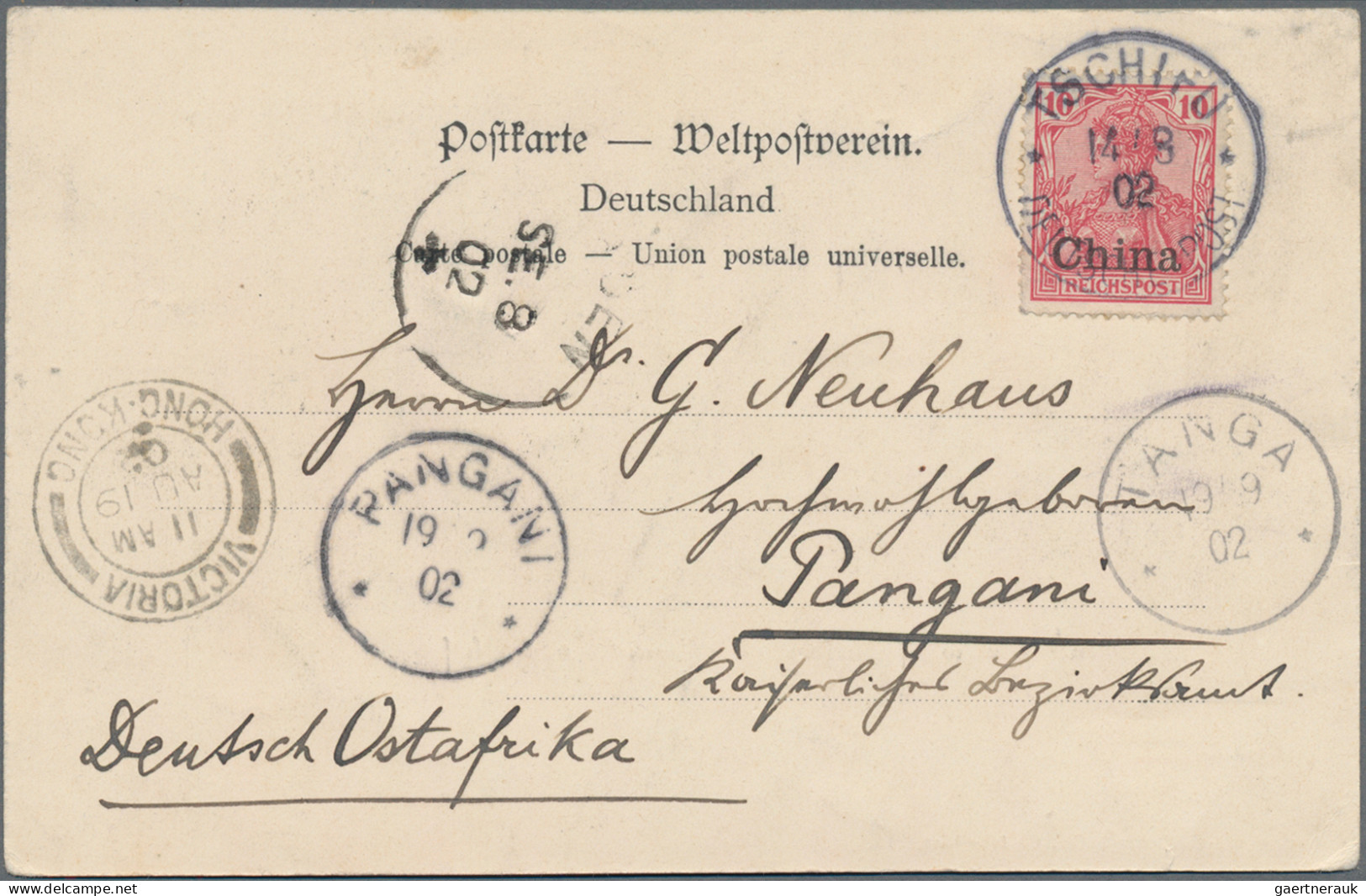 China - Foreign Offices: Germany, 10 Pf. Carmine Tied "TSCHIFU 14/8 02" To Ppc " - Otros