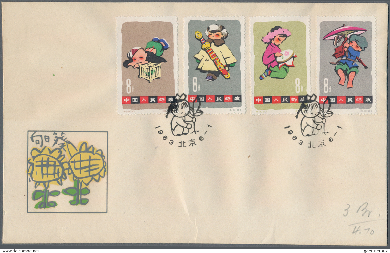 China (PRC): 1963, Children (S54), Complete Set Of 12 On Three Official FDCs, Ti - Cartas & Documentos