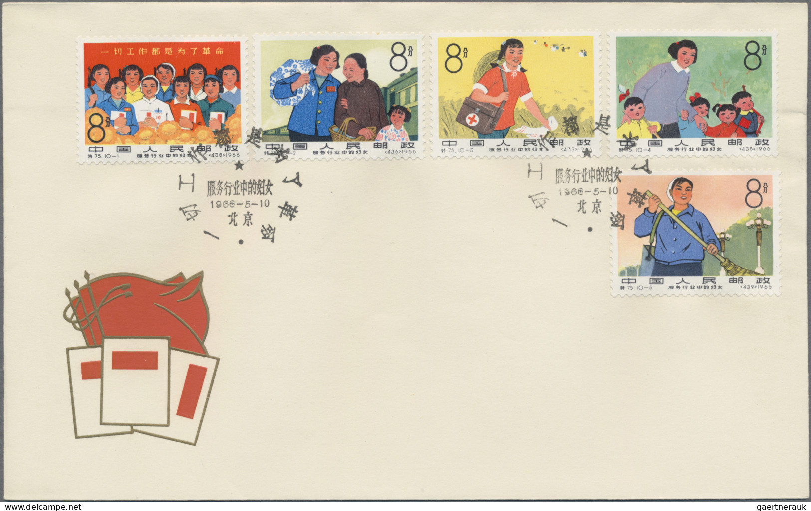 China (PRC): 1966, Women In Professions Set (S75) On Two Unaddressed Cacheted Of - Storia Postale