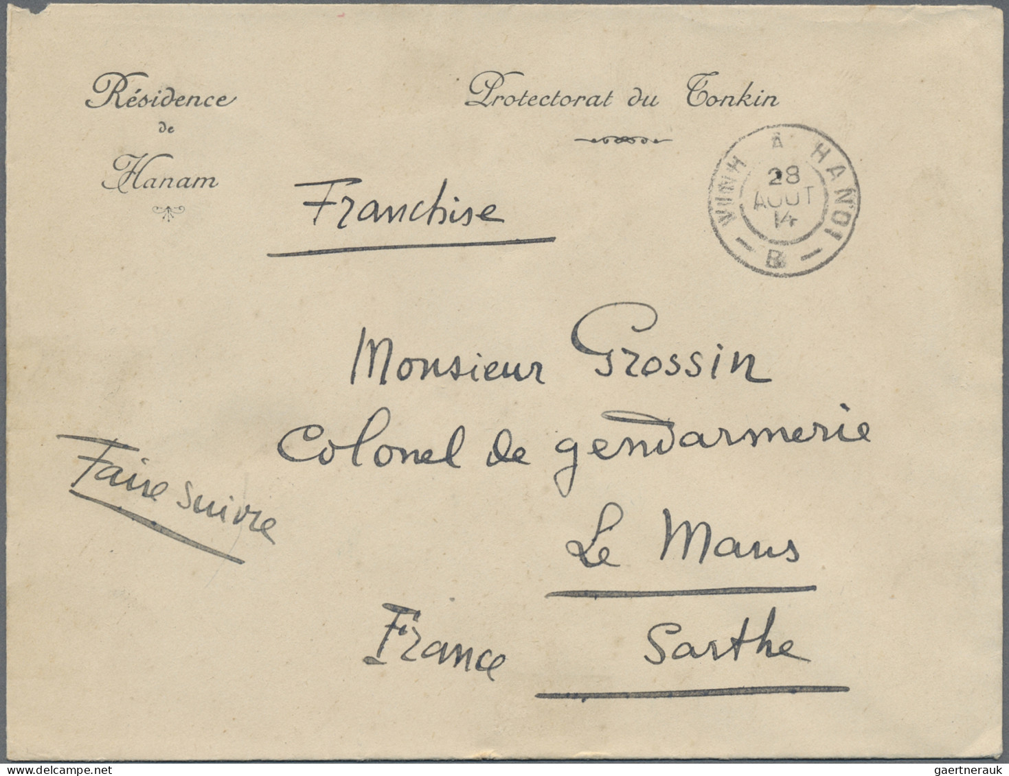 French Indochine: 1894/1914: Blue Telegram Original Form Dated 10 Juil 1894 Addr - Cartas & Documentos