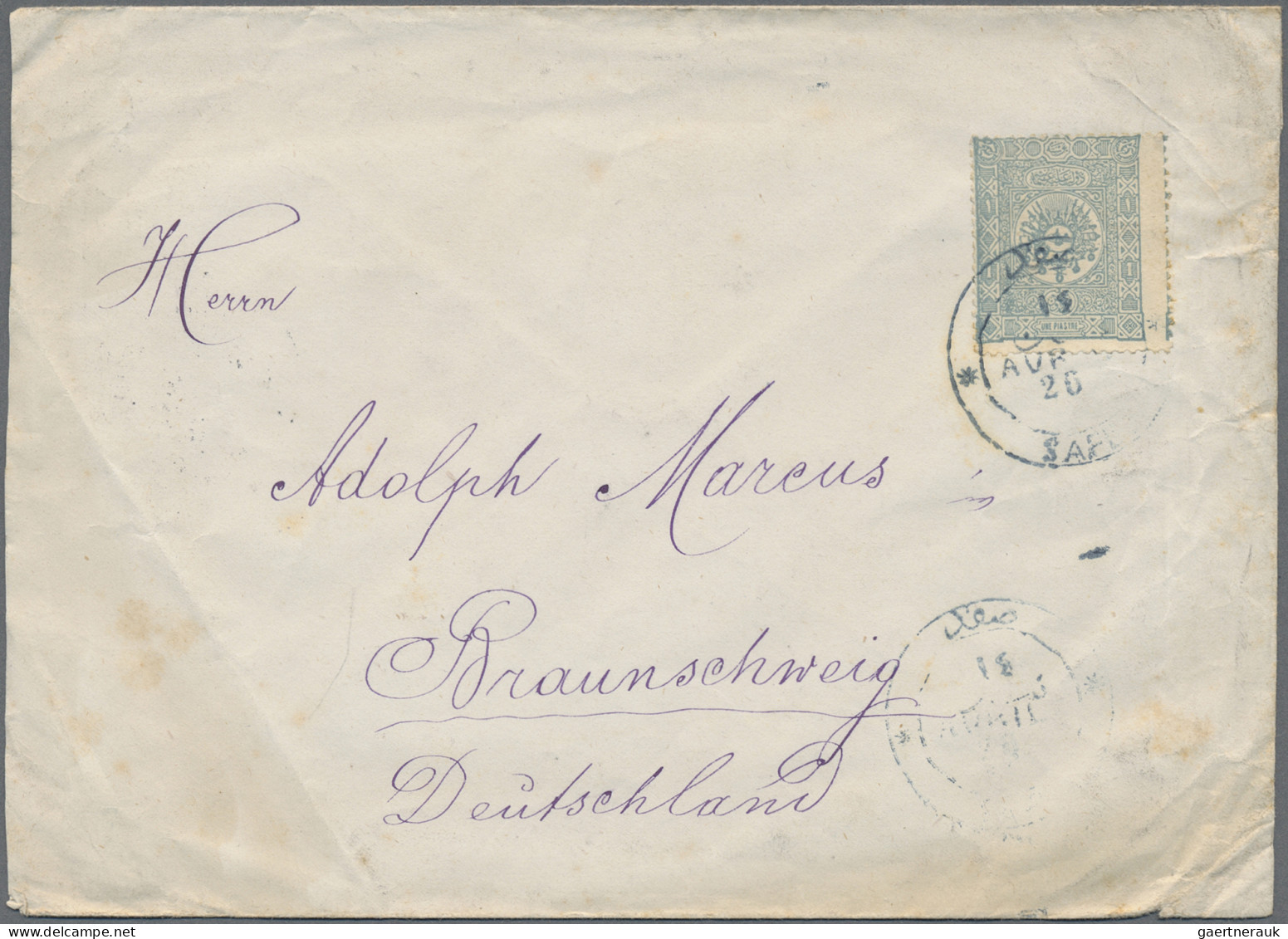 Holy Land: 1892/94 Two Covers From Safed To Braunschweig, Germany Cancelled By B - Palestina
