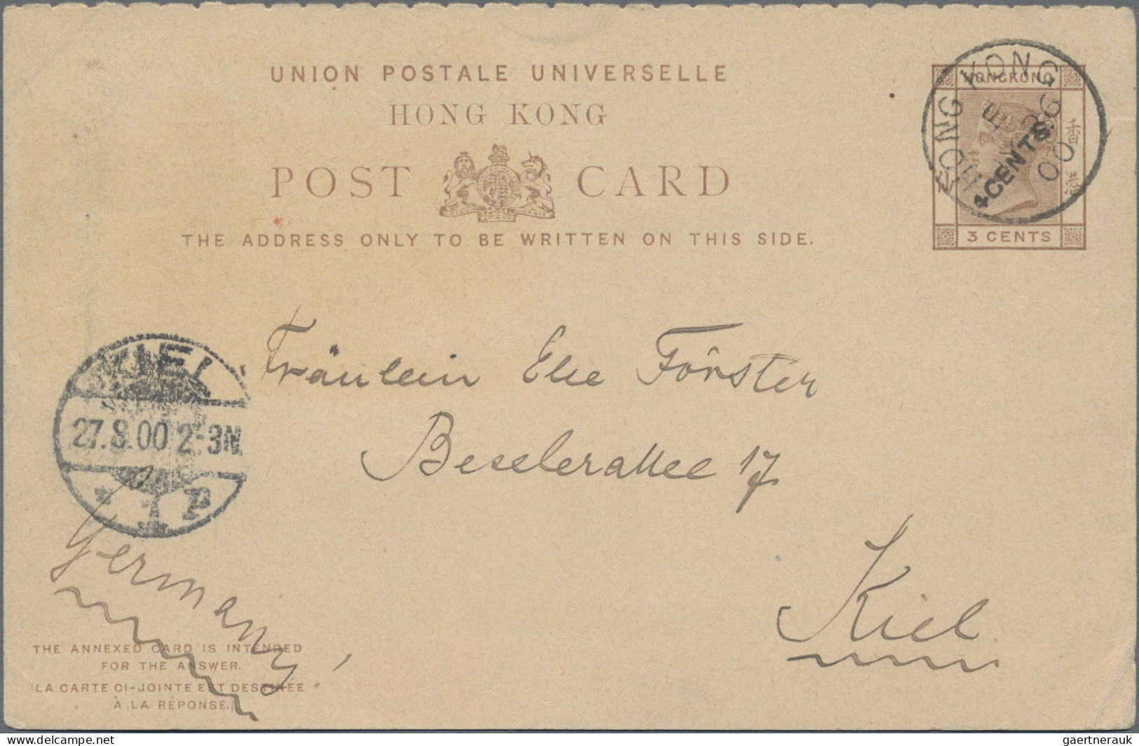 Hong Kong - Postal Stationery: 1894/1900, Three Different QV Cards Used To Germa - Postwaardestukken