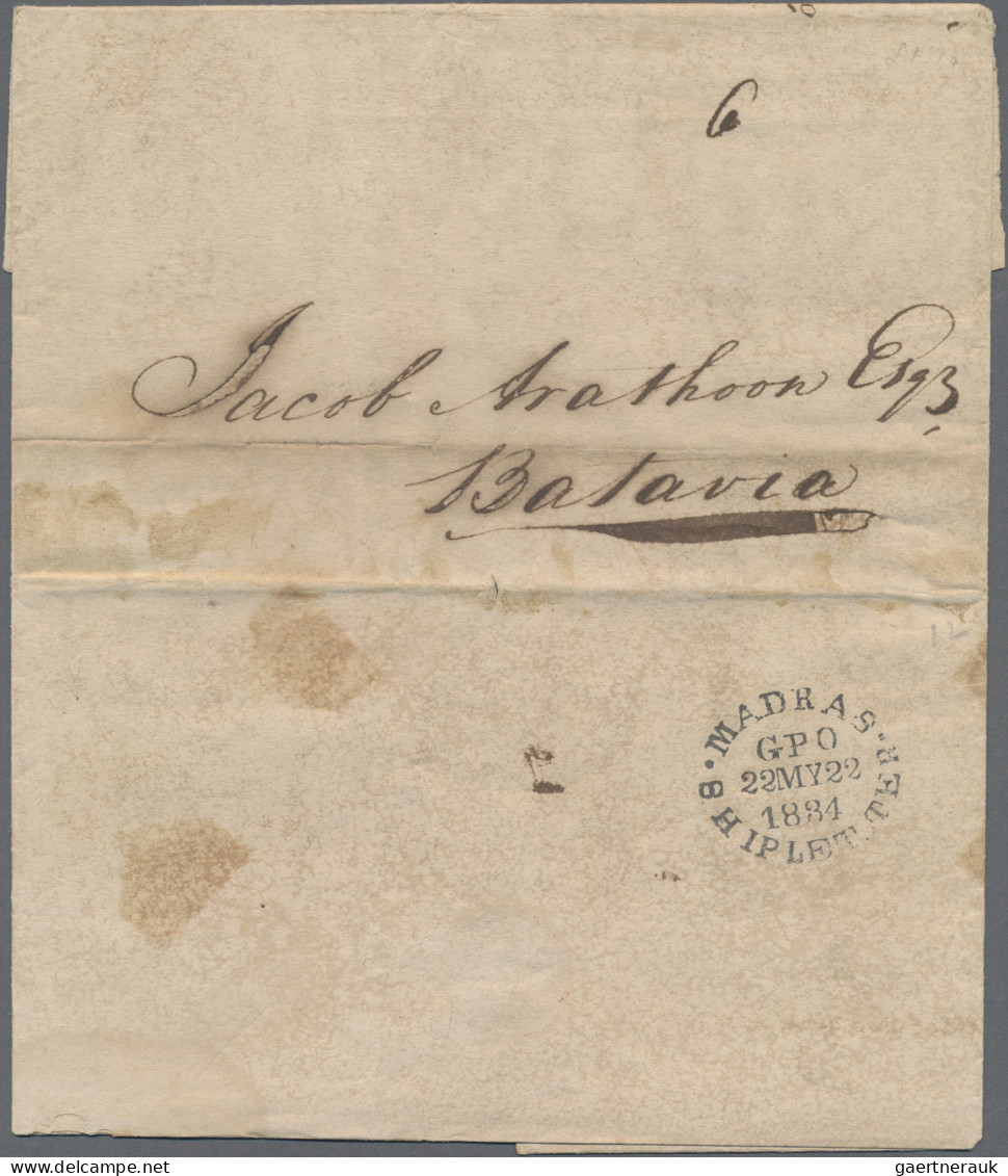 India -  Pre Adhesives  / Stampless Covers: 1834 Entire Letter From Madras To Ja - ...-1852 Prephilately