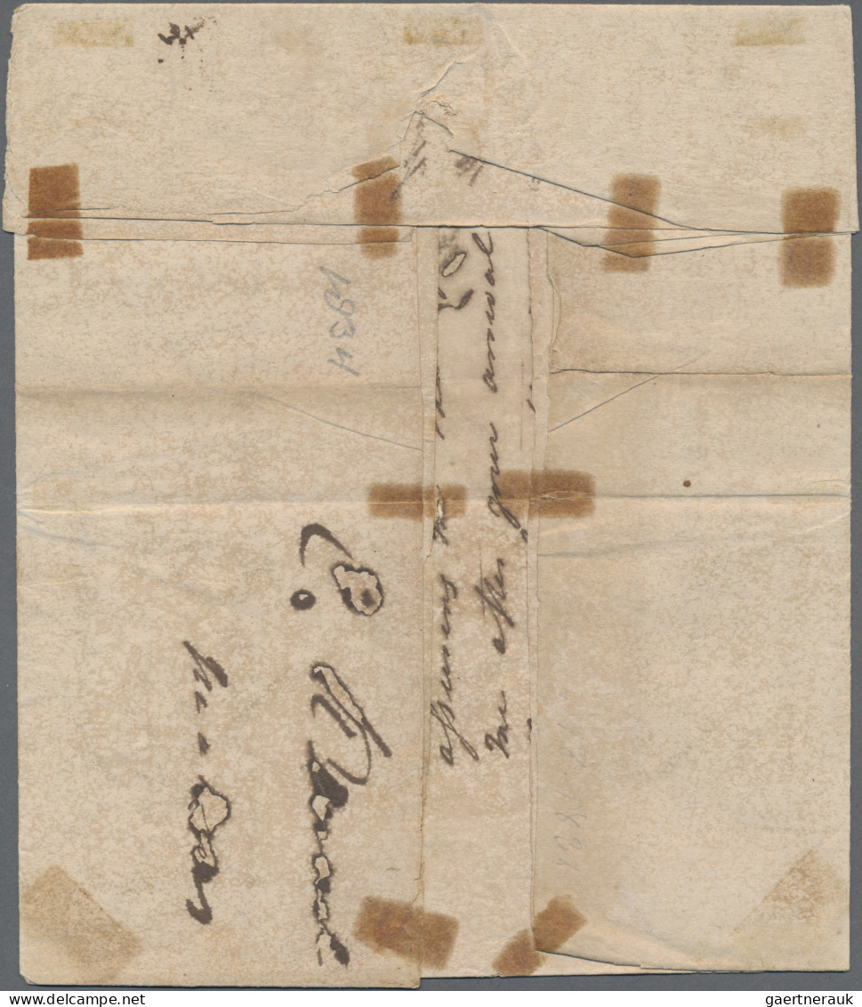 India -  Pre Adhesives  / Stampless Covers: 1834 Entire Letter From Madras To Ja - ...-1852 Préphilatélie
