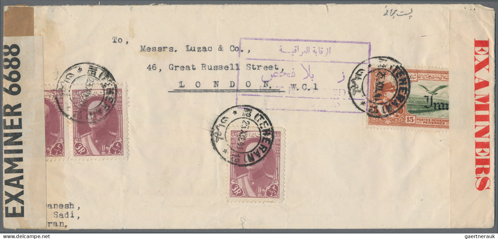 Iran: 1941 Censored Cover From Teheran To London Bearing 1935 Air 15ch. And 1938 - Irán