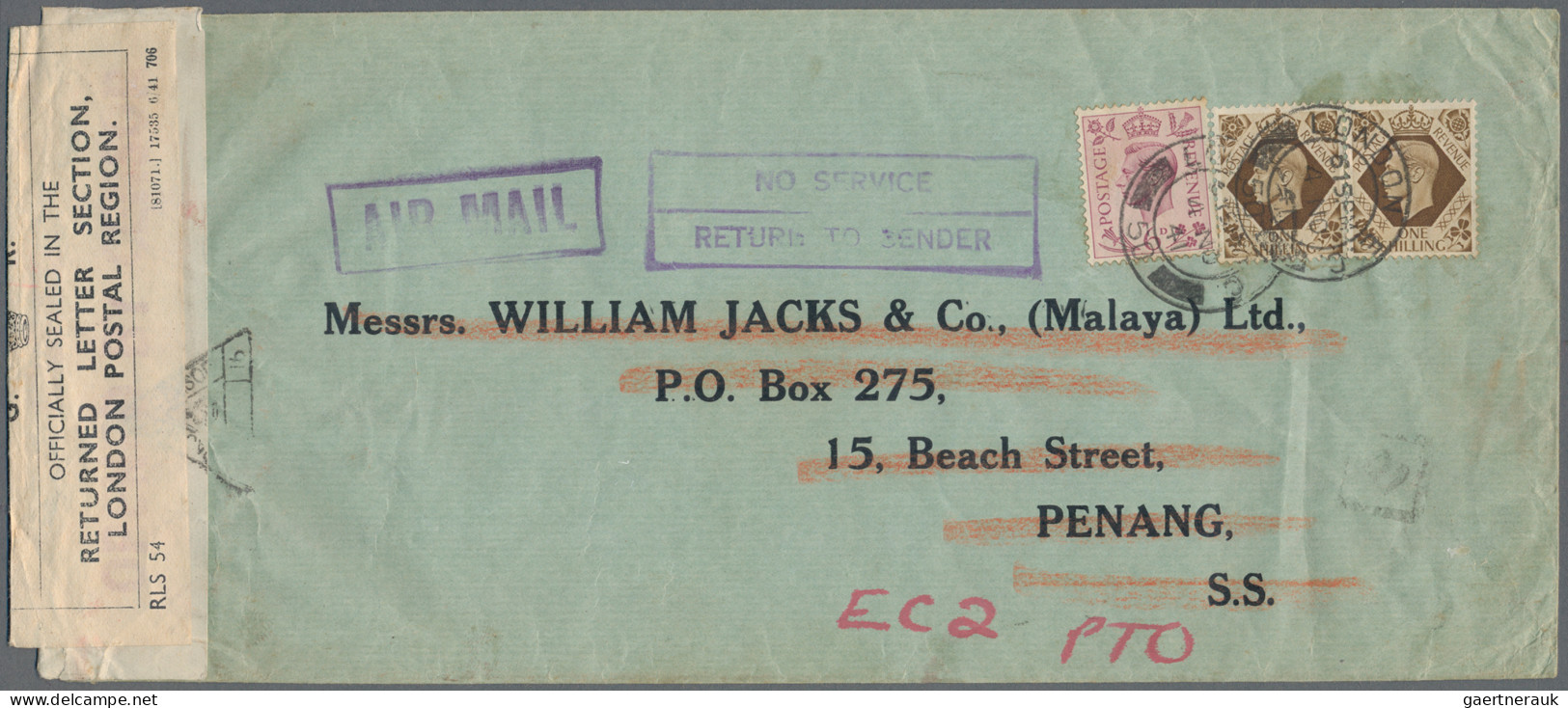 Japanense Occupation Of Malaya: 1941/1942 "Service Suspended Mail": Two Covers A - Maleisië (1964-...)