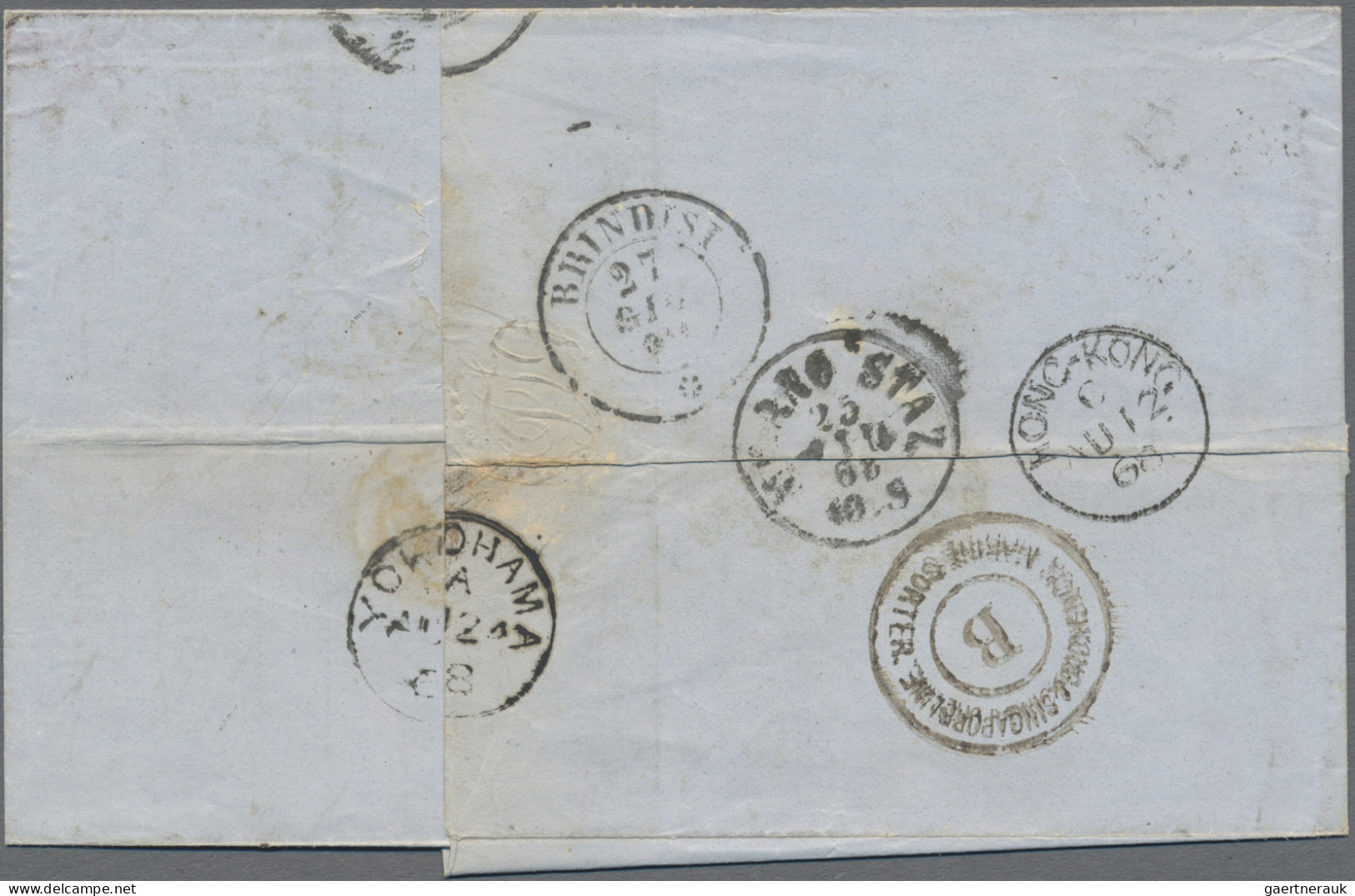 Japan: 1868, Italy: 25 C., 40 C. (2) Tied Dotted Circle "4" To Cover From "Berga - Sonstige & Ohne Zuordnung