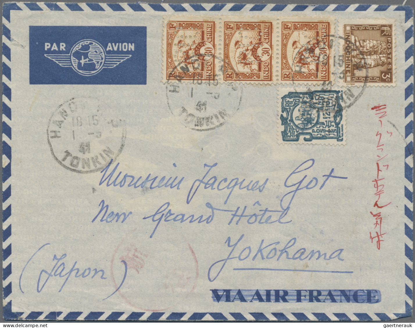 Japan - Specialities: 1941, March-September, Three Airmail Covers From Hanoi (2) - Otros