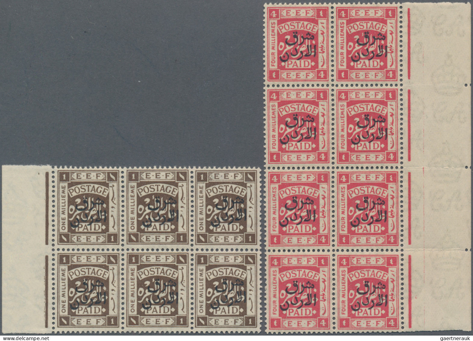 Jordan: 1923/1925 'Independant Palestine' 1m. And 5m. With Ovpt. Upwards, 1m. An - Jordanië