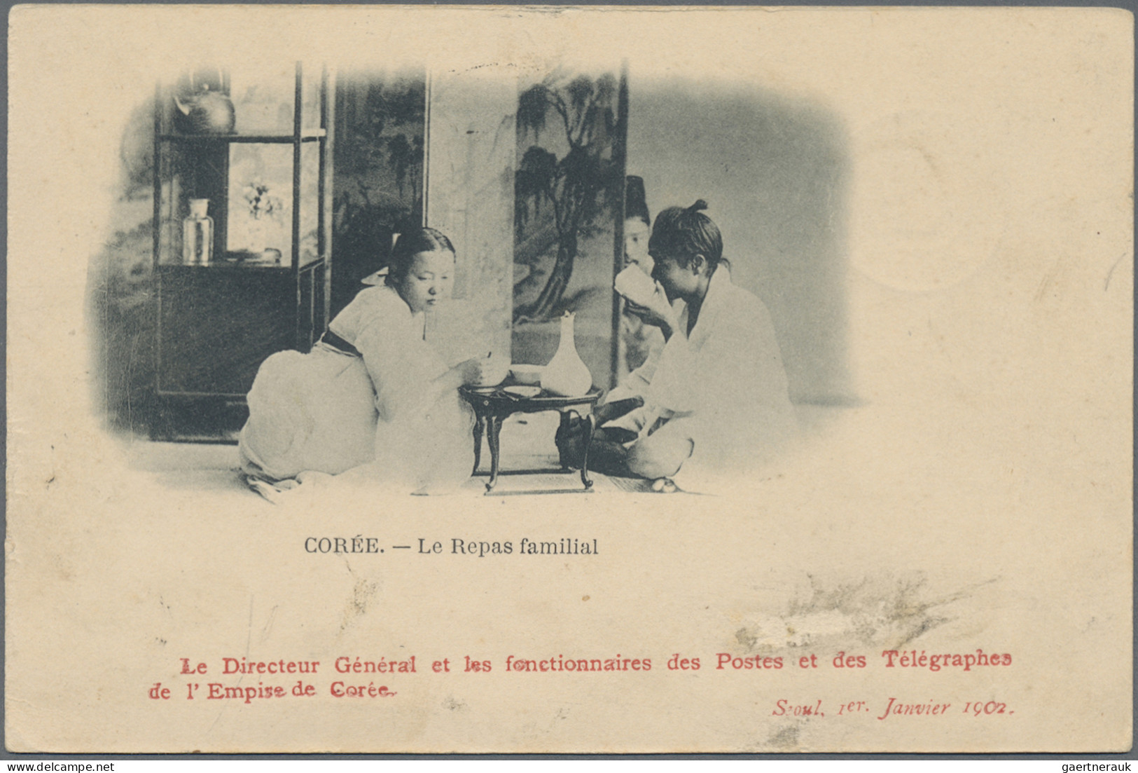 Korea: 1902, Stampless Official Mails Ppc "The Director General And The Staff Of - Corée (...-1945)
