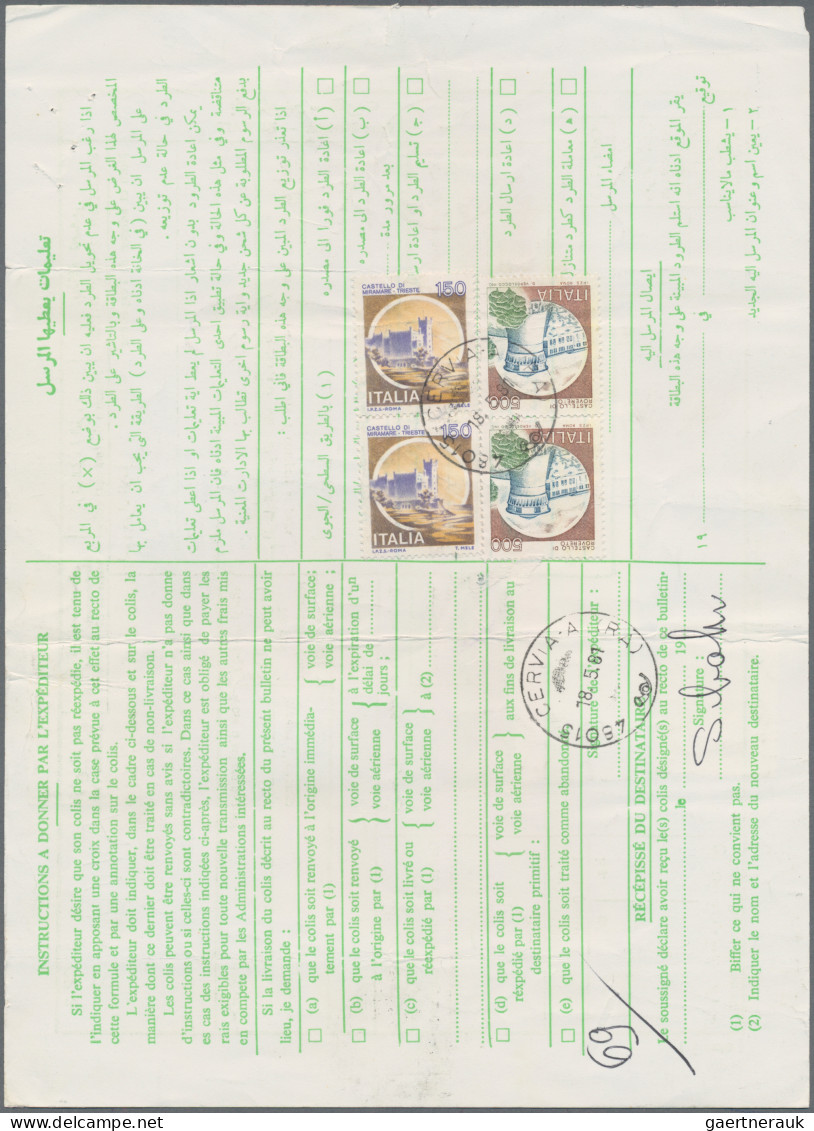 Kuwait: 1981/1992 Kuwait/Bahrain: Two Registered Parcel Post Cards To Italy With - Koweït