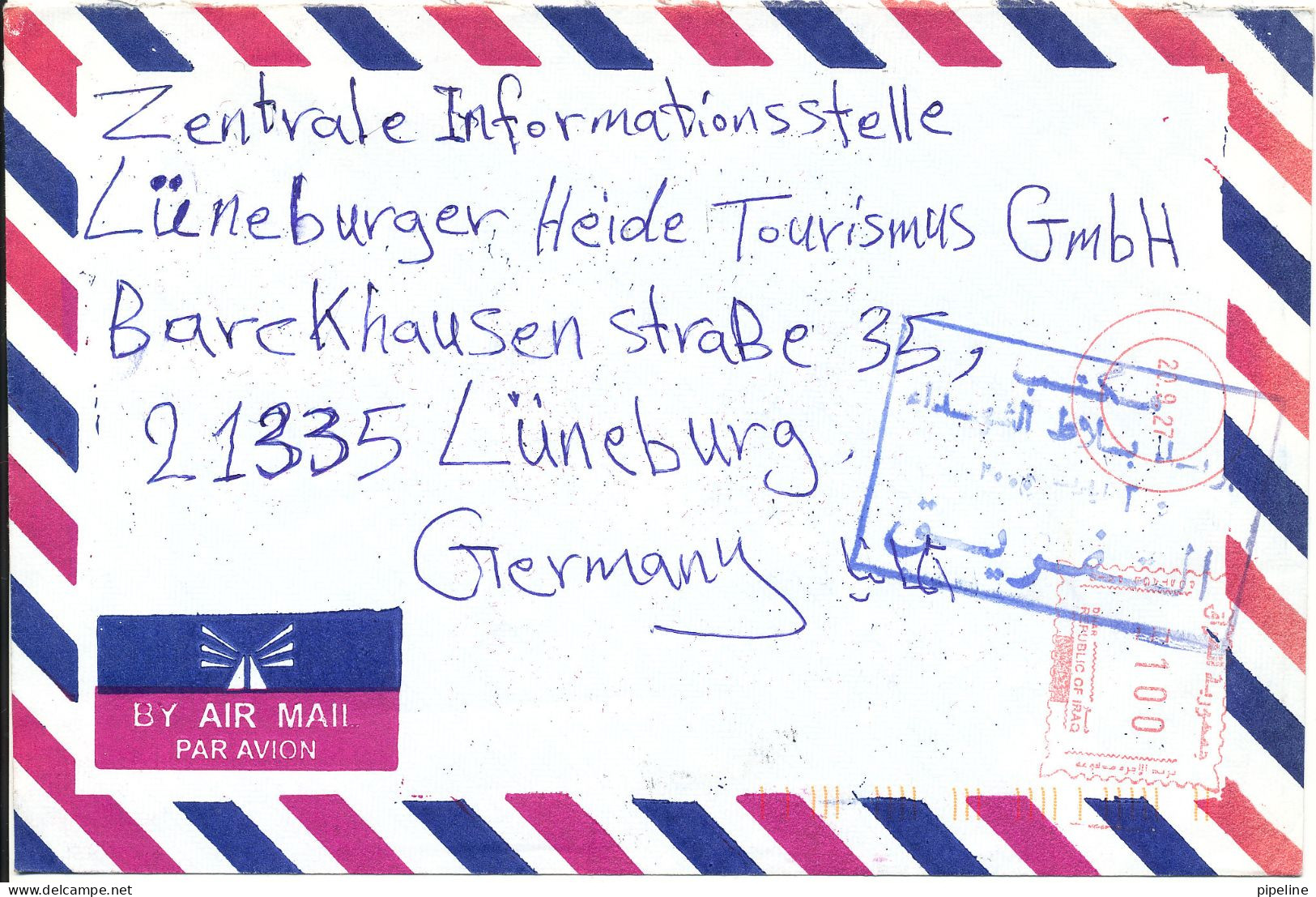 Iraq Air Mail Cover With Red Meter Cancel (20.9.27) Sent To Germany - Iraq