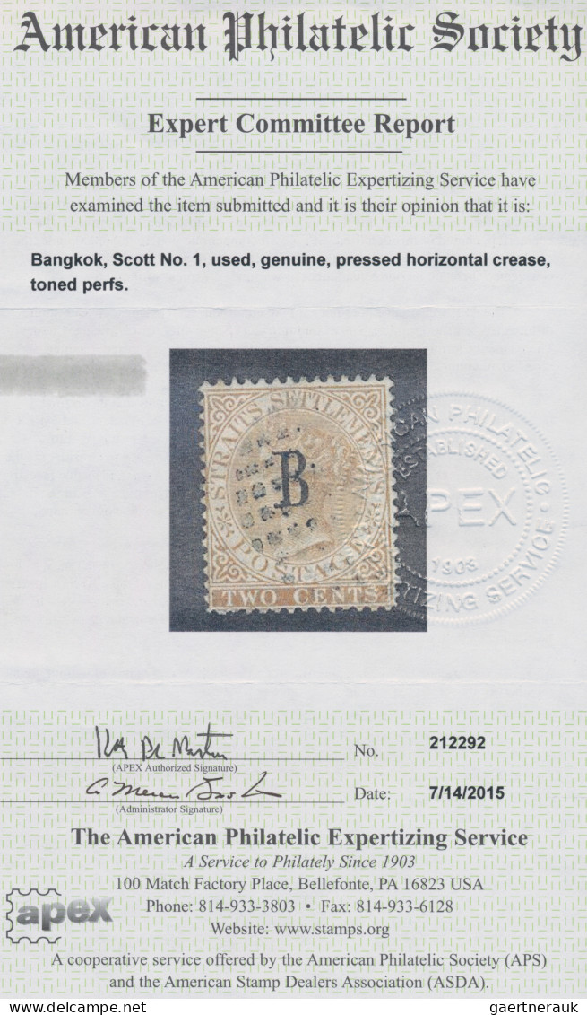 Malayan States - Straits Settlements - Post In Bangkok: 1882 QV 2c. Brown, Wmk C - Straits Settlements