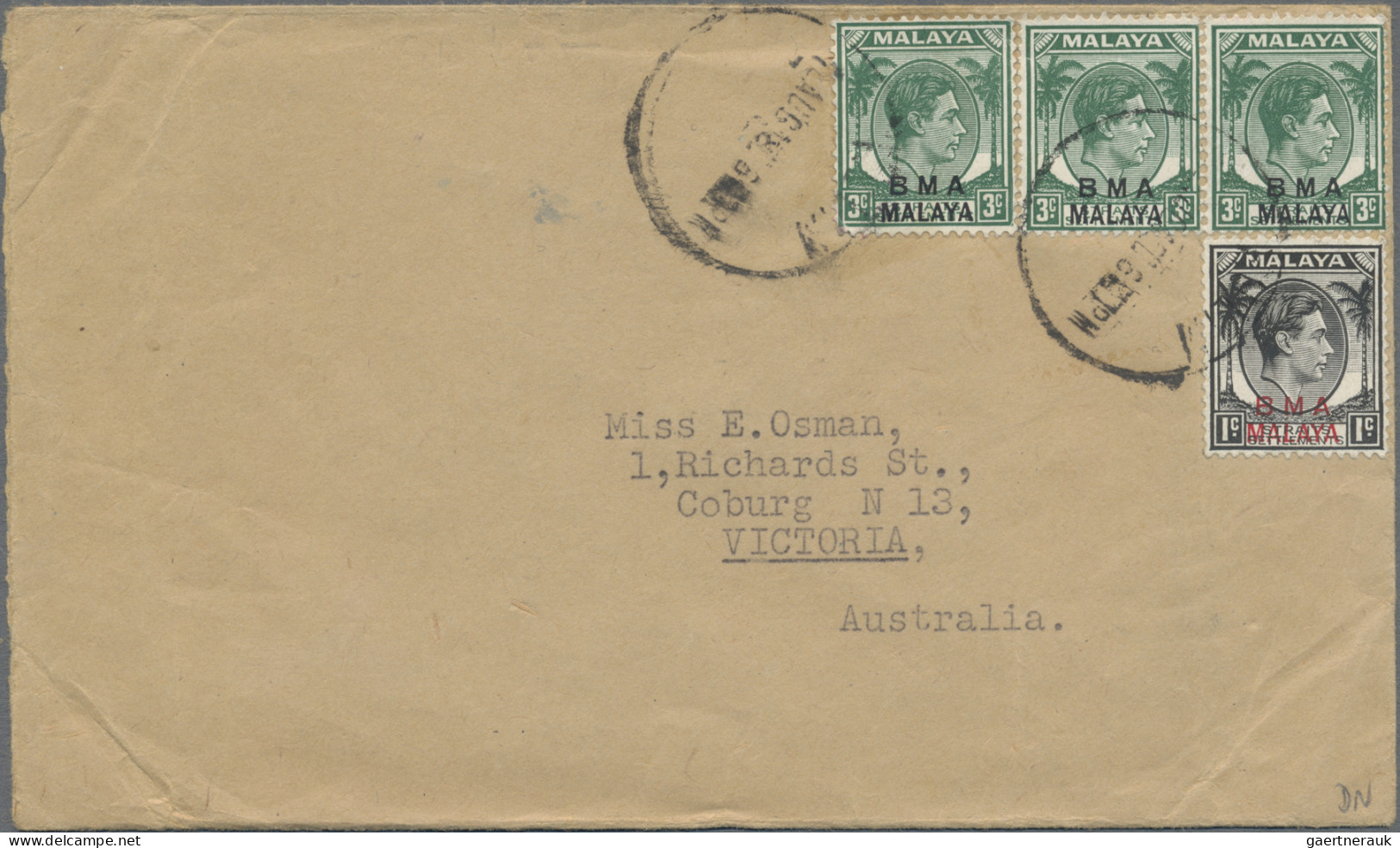 Malayan States - Kedah: 1947-49 Three Covers To Unusual Destinations, I.e. 1947 - Kedah