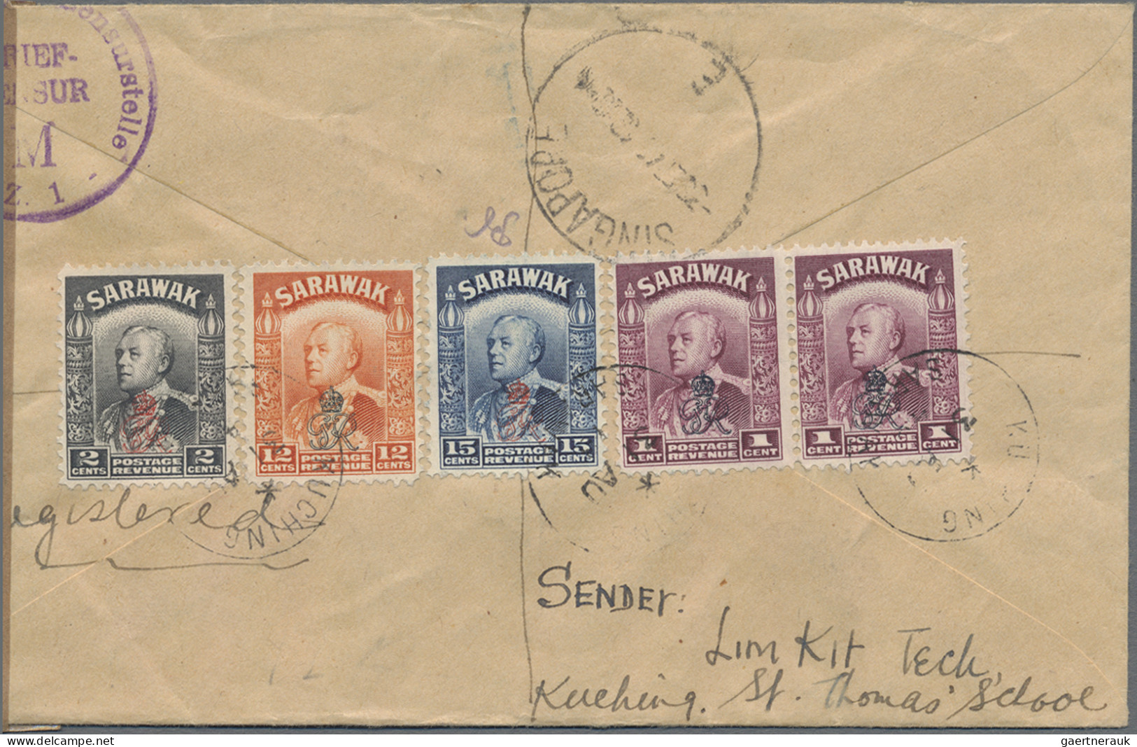 Malayan States - Sarawak: 1947-49 Three Covers Including First Day Cover Of Comp - Autres