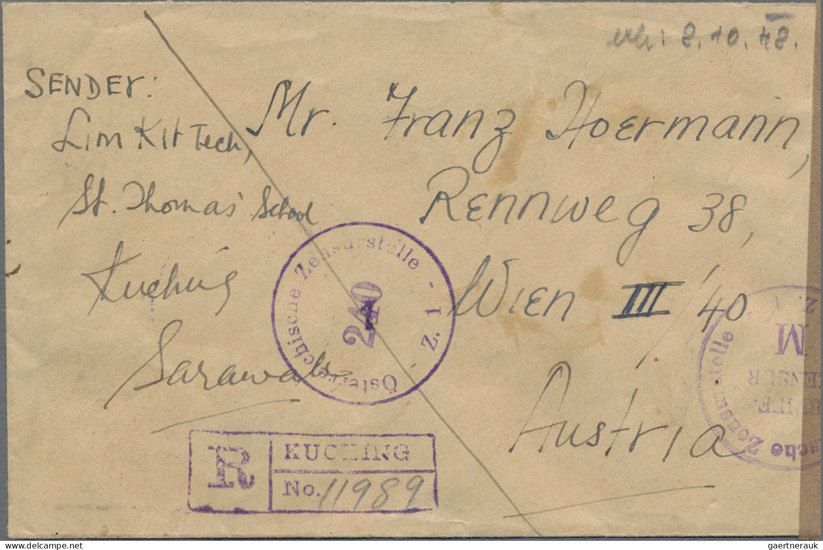 Malayan States - Sarawak: 1947-49 Three Covers Including First Day Cover Of Comp - Otros