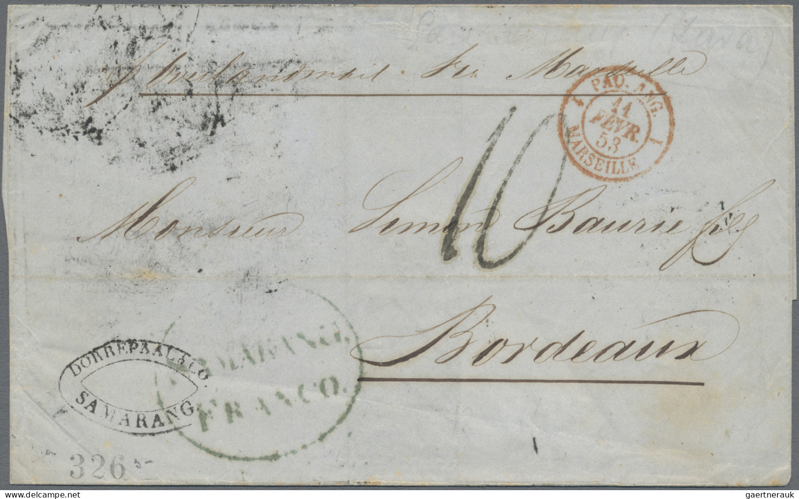 Dutch India: 1837/1853 Two Folded Covers, One Used From Batavia To London By For - Niederländisch-Indien