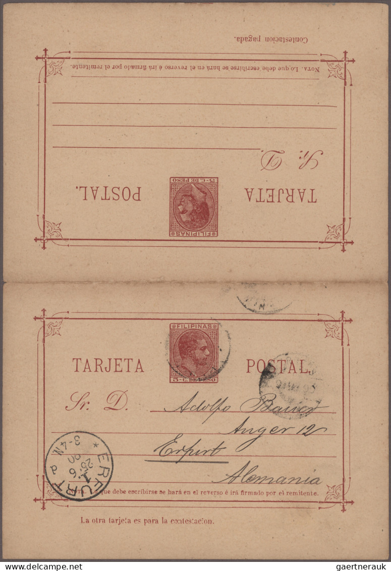 Philippines - Postal Stationery: 1890 Postal Stationery Double Card 3+3c. Used F - Filipinas