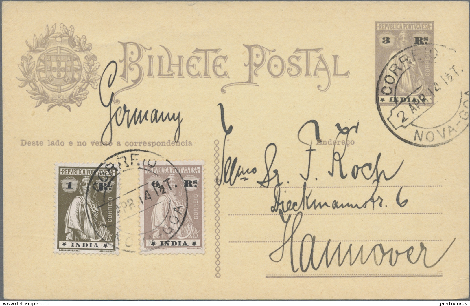 Portugese India - Postal Stationery: 1895, Group Of Five Stationery Cards Used, - Inde Portugaise