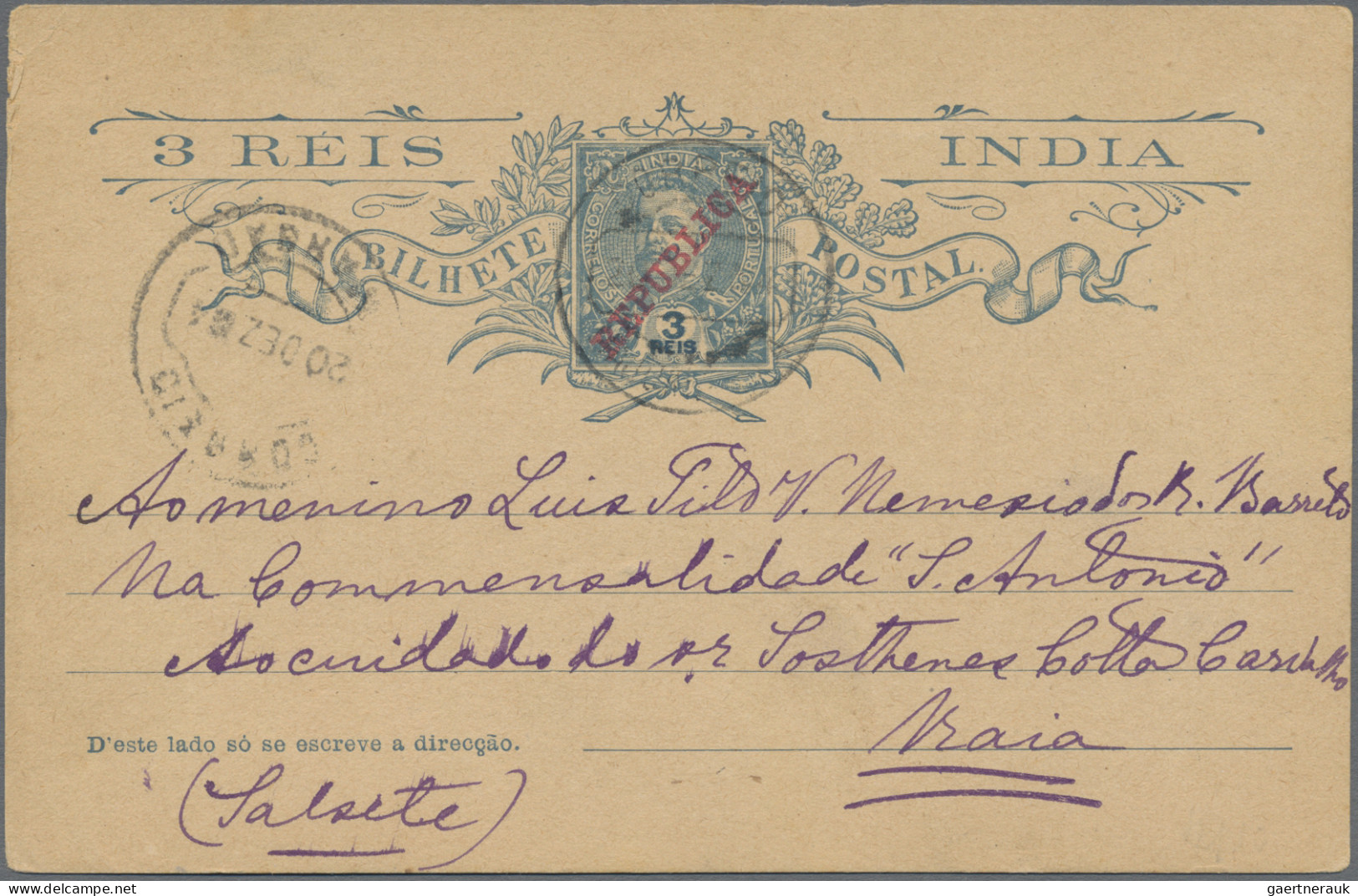 Portugese India - Postal Stationery: 1895, Group Of Five Stationery Cards Used, - Portugiesisch-Indien