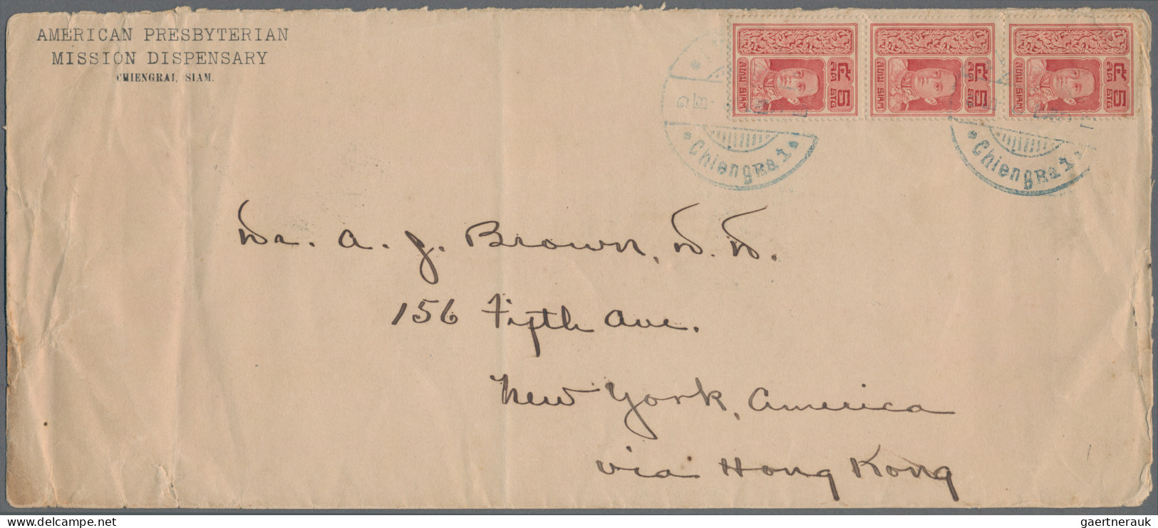 Thailand: 1919 Envelope Headed 'American Presbyterian Mission Dispensary, Chieng - Thailand