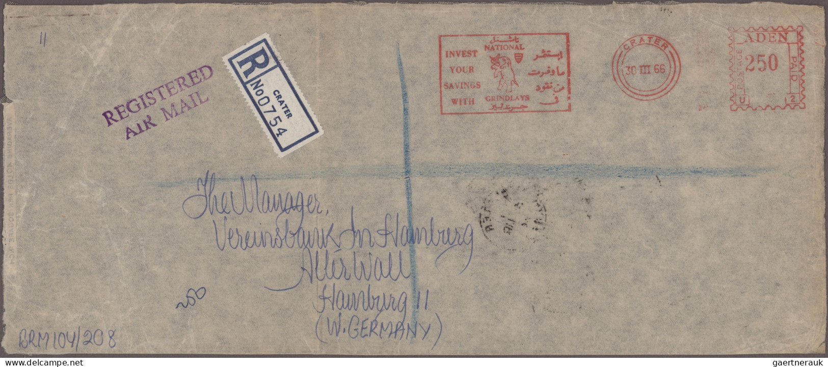 Aden: 1951/1966, METER MARKS, lot of seven commercial covers mainly to Germany s