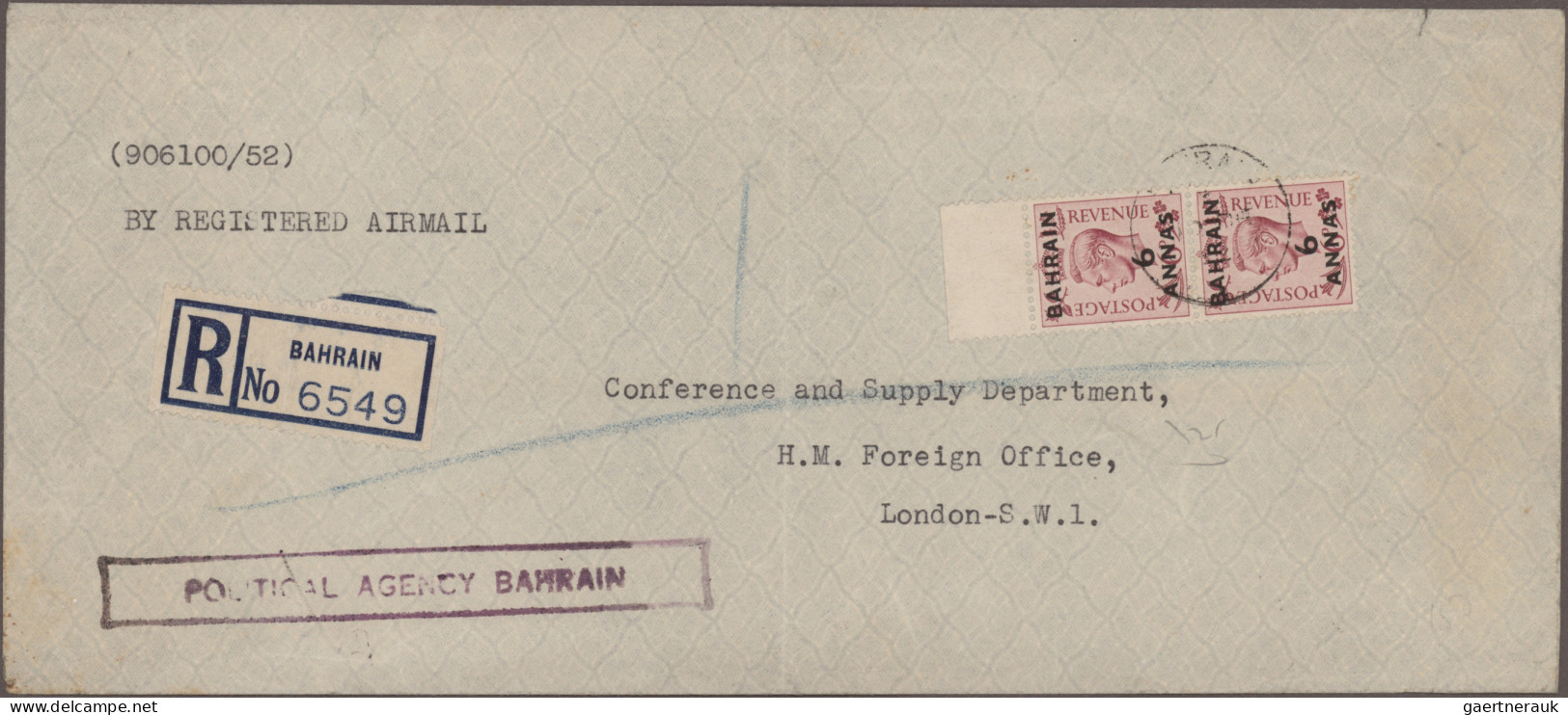 Bahrain: 1942/1950 Four Air Mail Covers With Different Frankings Of Indian Resp. - Bahrain (1965-...)