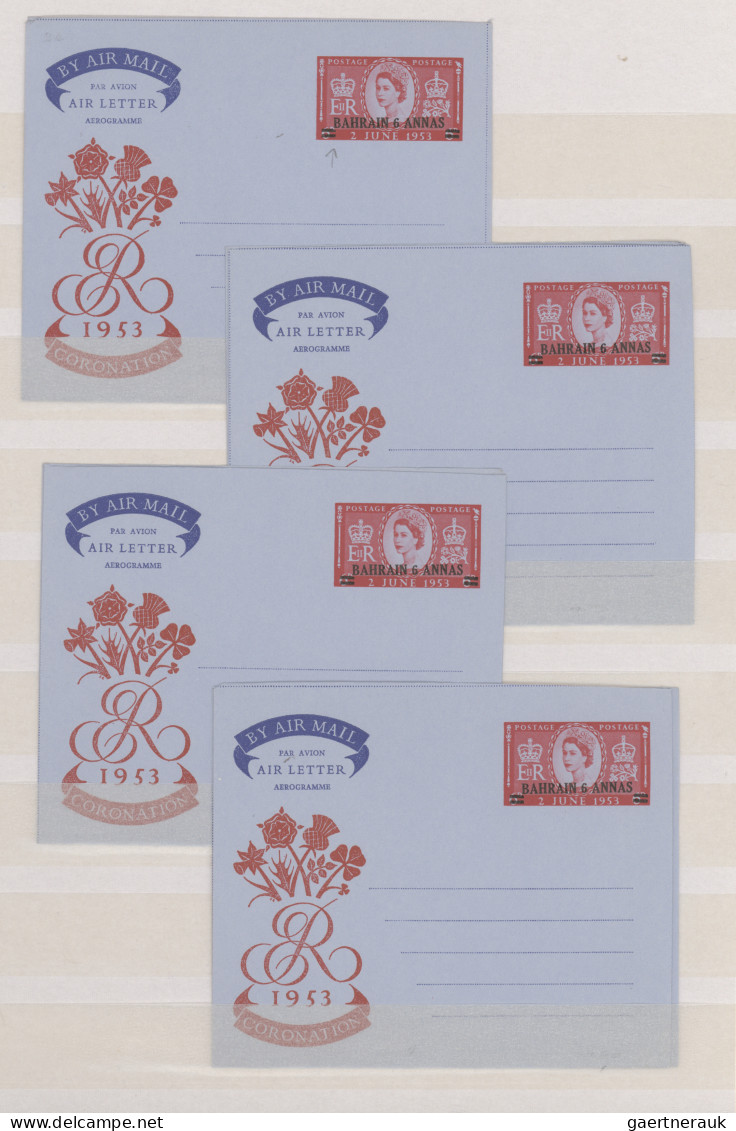 Bahrain - Postal Stationery: 1952/1974, Collection Of 56 Mainly Unused Air Lette - Bahrain (1965-...)