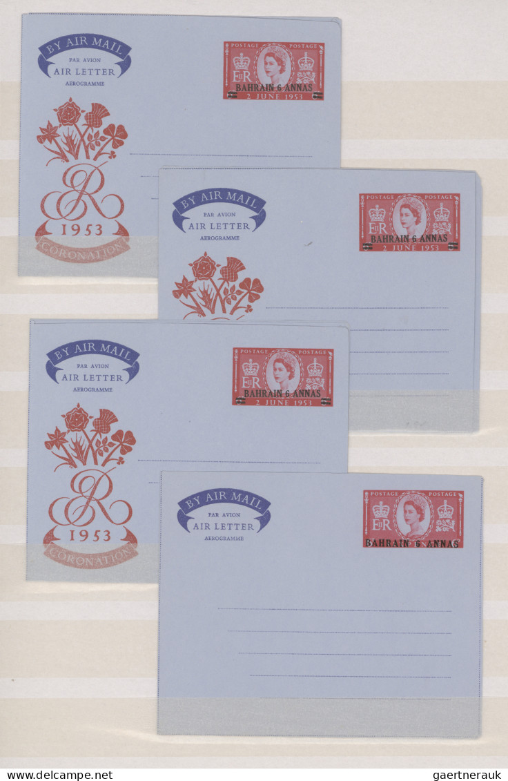 Bahrain - Postal Stationery: 1952/1974, Collection Of 56 Mainly Unused Air Lette - Bahrein (1965-...)