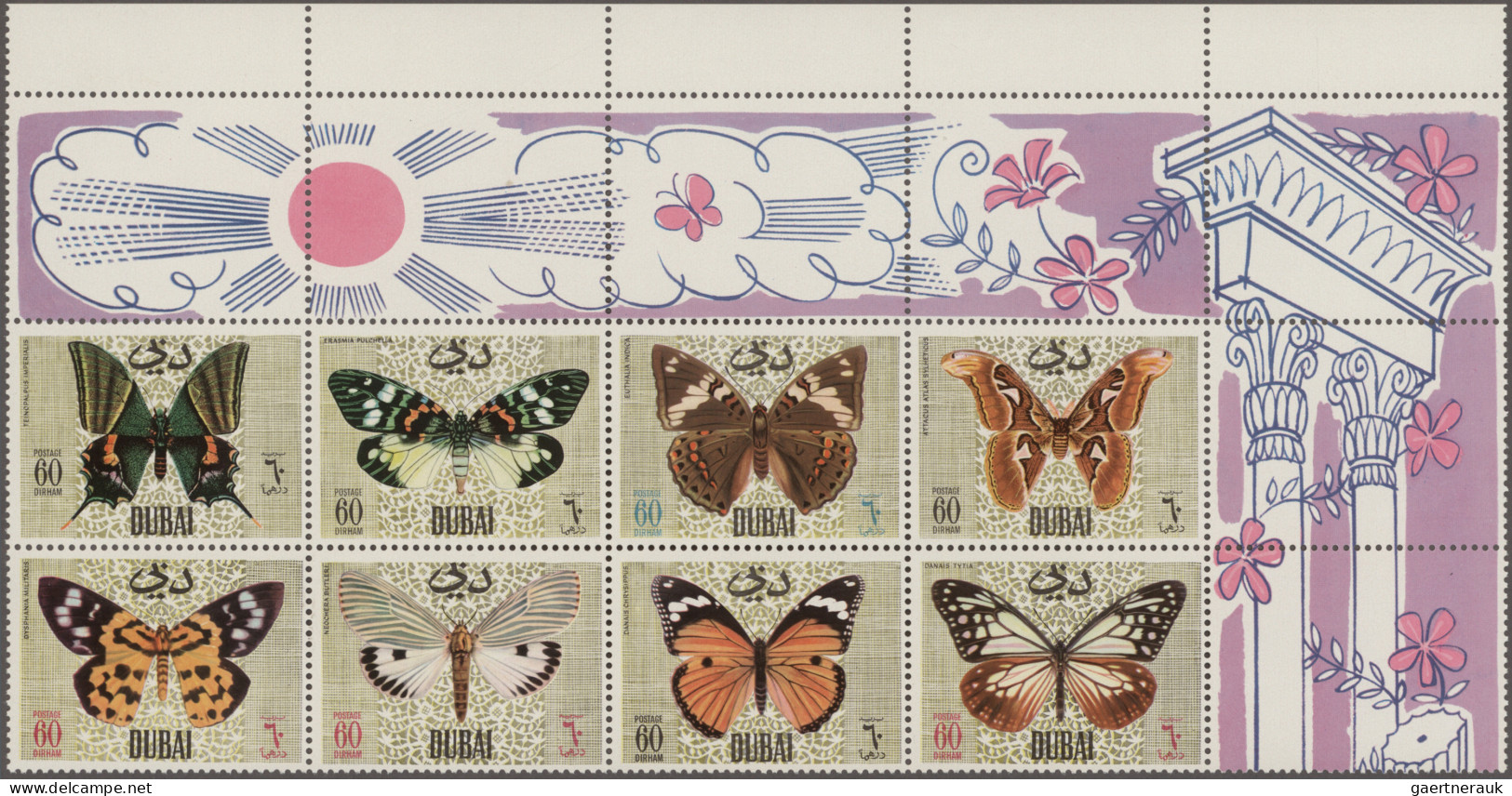 Dubai: 1964/1970 Mint Collection Plus Some FDCs Well Arranged On Illustrated Pag - Dubai