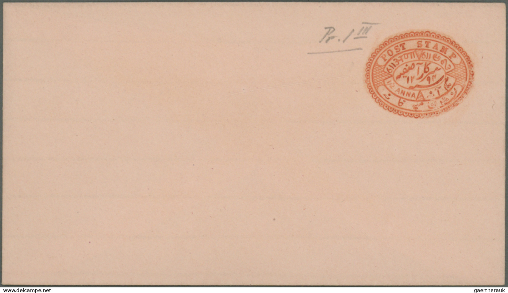 Hyderabad: 1877-1900 Group Of Six Different Stationery Envelopes, Mostly Officia - Hyderabad