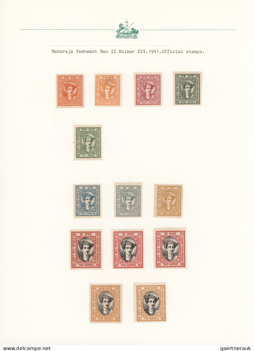 Indore: 1927/1940, Definitives "Maharaja Yeshwant Rao Holkar II", specialised co