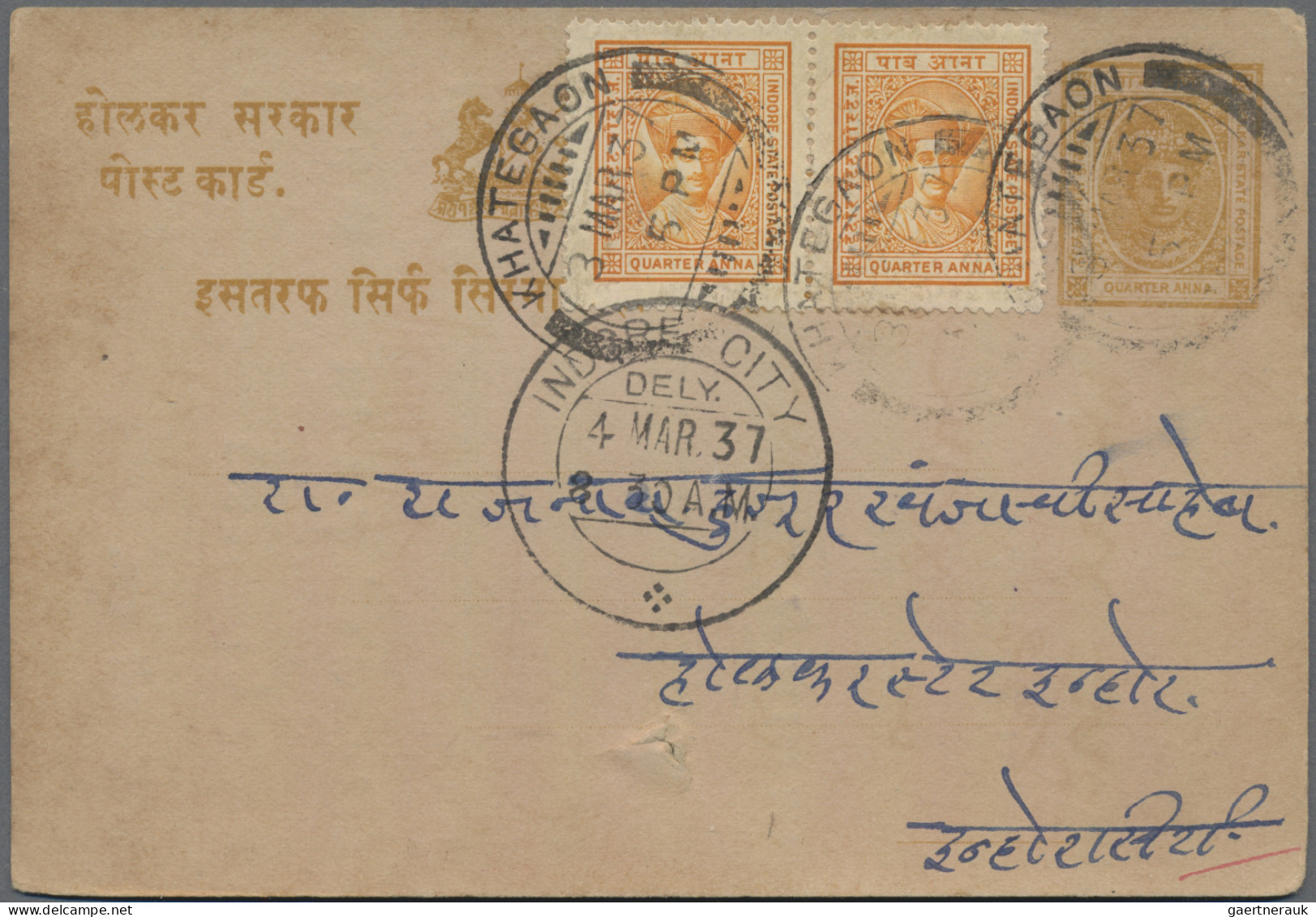 Indore: 1920/1960: "Indore Postmarks": Collection of more than 100 postal statio