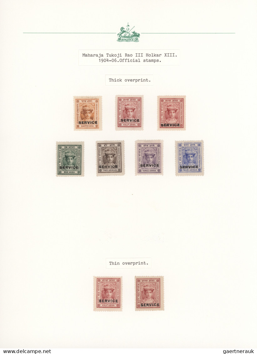 Indore: 1904/1920, Definitives "Maharaja Tukoji Rao Holkar III", Specialised Col - Other & Unclassified