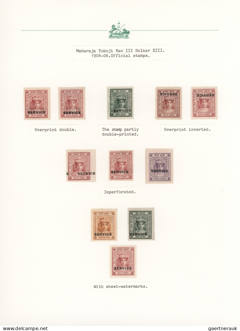 Indore: 1904/1920, Definitives "Maharaja Tukoji Rao Holkar III", Specialised Col - Andere & Zonder Classificatie