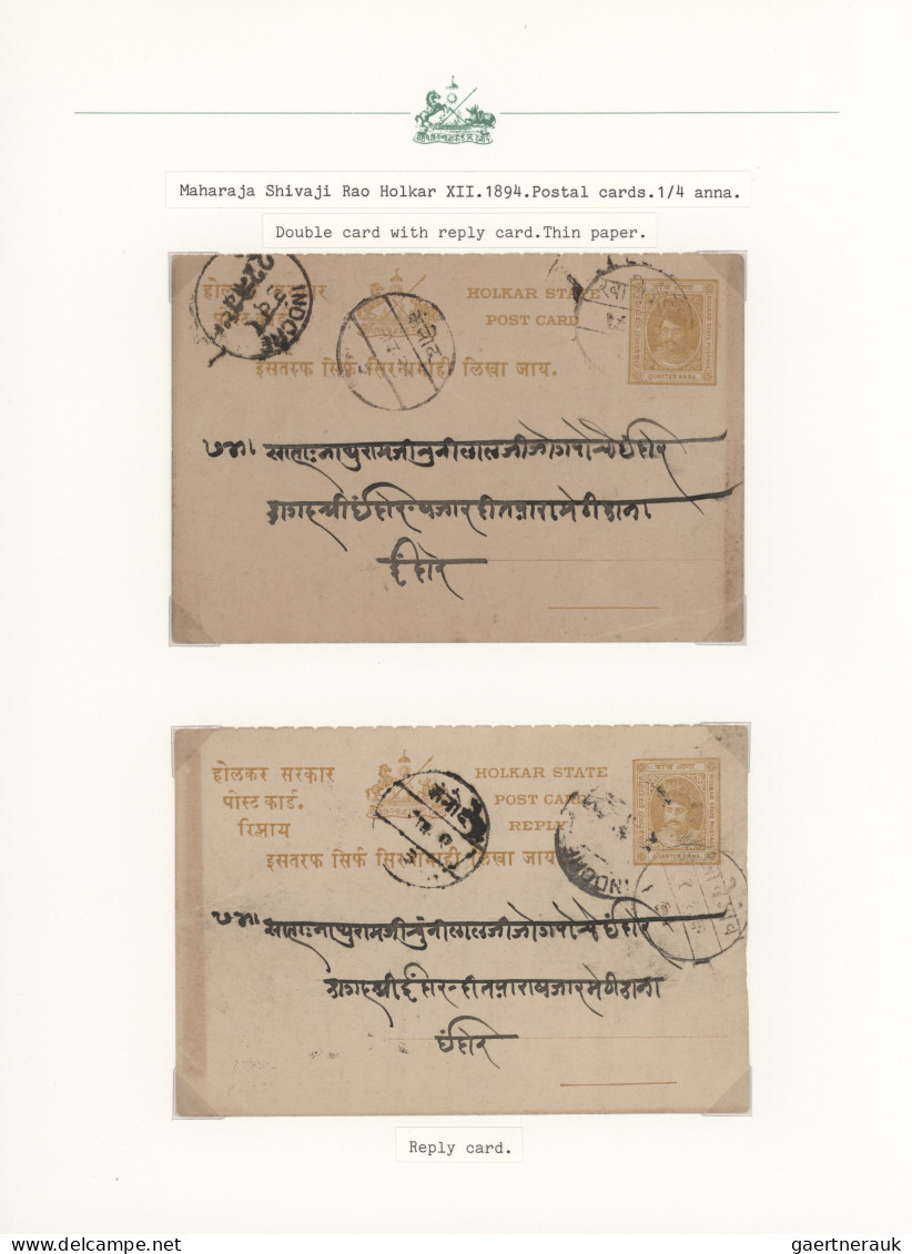 Indore: 1894/1930 (ca.), Collection Of 31 Entires, Arranged On Written Up Album - Otros & Sin Clasificación